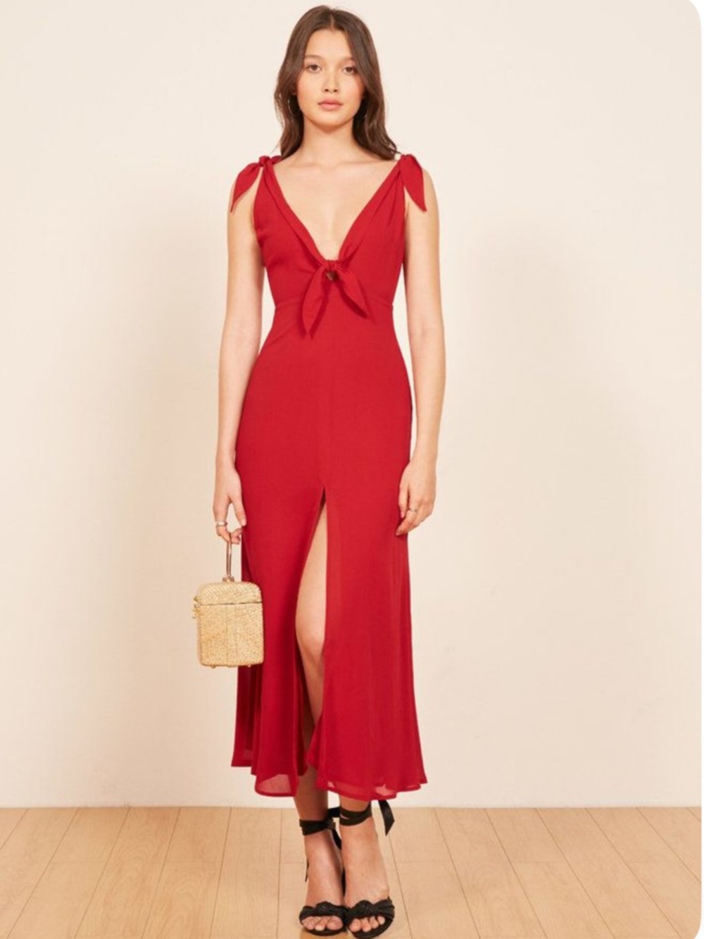 Reformation Harper Dress in Lipstick Red